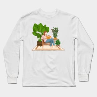 Reading with plants 4 Long Sleeve T-Shirt